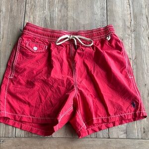 Men's Red Polo Swim Trunks by Ralph Lauren Shorts Size Small